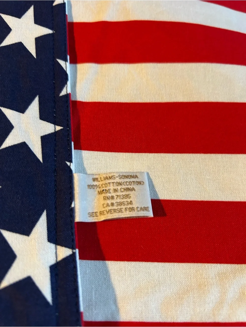 Williams Sonoma Patriotic Stars & Stripes Table Runner - Red, White, Blue